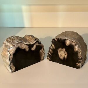 Natural Petrified Wood Bookends – Polished Stone Pair, double sided & chunky